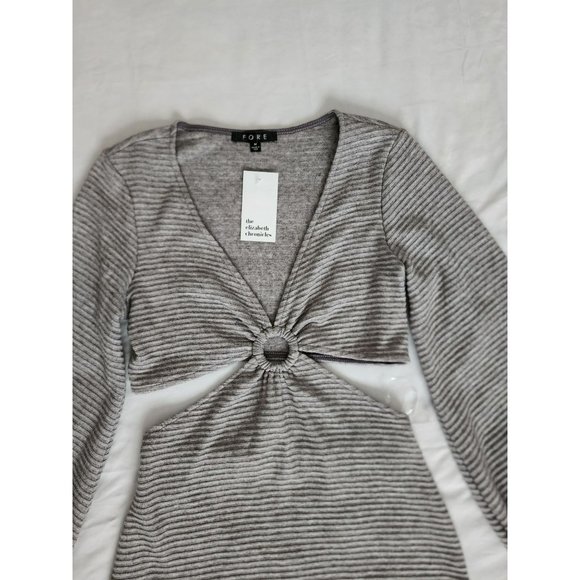 FORE The Elizabeth Chronicles O-Ring Cutout Bodycon Ribbed Dress Gray Medium NWT - Picture 4 of 12